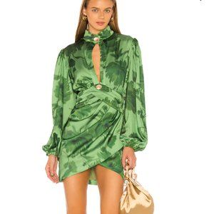 REVOLVE, C/MEO, Green Floral Mini, Long-Sleev Dress, Size Large/8, NWT